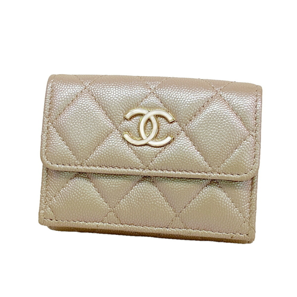 CHANEL Pink Caviar Leather Wallet